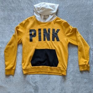 PINK, Yellow/Black/ White Hooded Sweatshirt - L